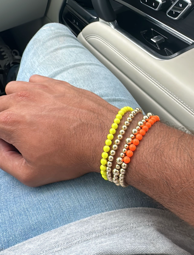 Mens All Gold Beaded Bracelet