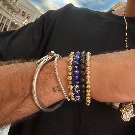 Mens All Gold Beaded Bracelet