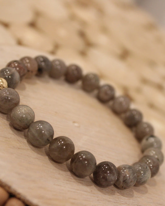 Mens Grey Beaded Bracelet