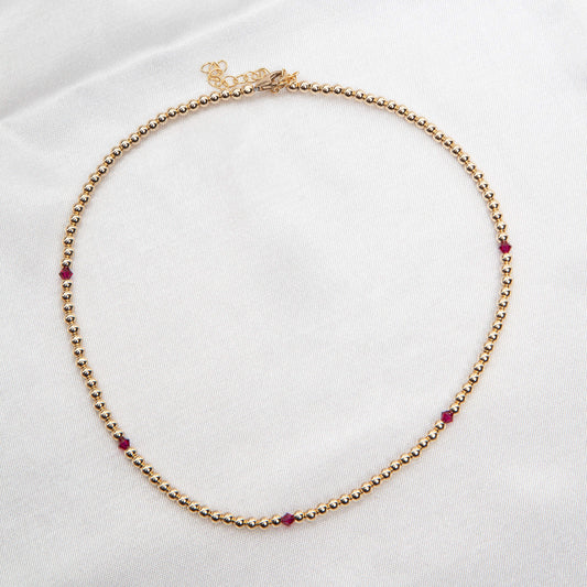 Birthstone Alternating Crystal 3mm 14K Gold Filled Necklace