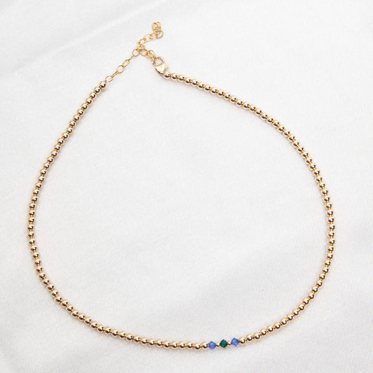 Birthstone Crystal Center 14K Gold Filled 2mm Necklace