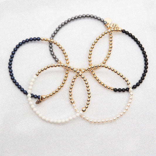 Half Neutral Pearl/ Half 14K Gold Filled Bracelet