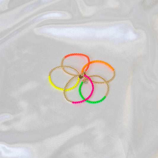 Half Neon Pearl / Half 14K Gold Filled Bracelet