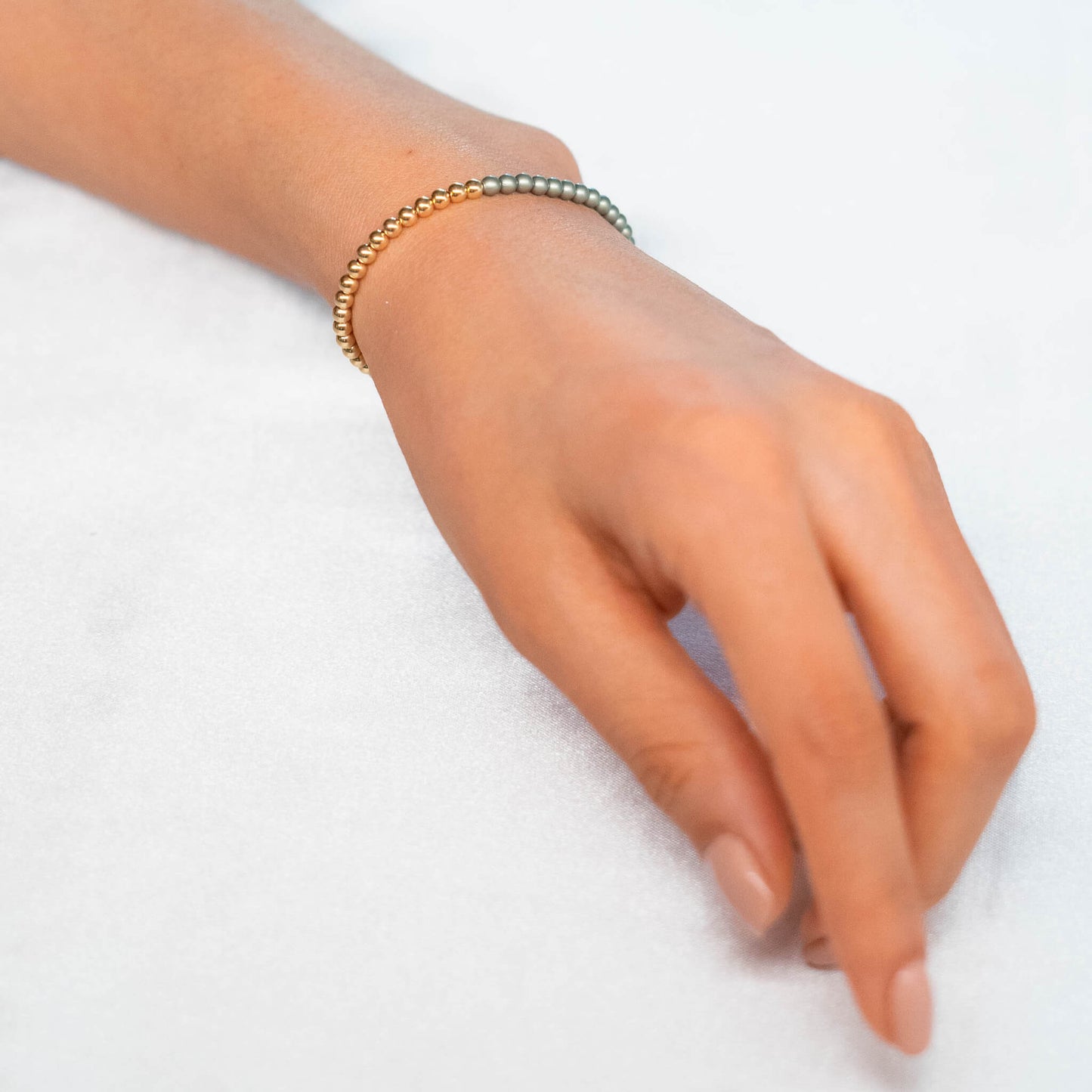Half Blue/Green Pearl/ Half 14K Gold Filled Bracelet
