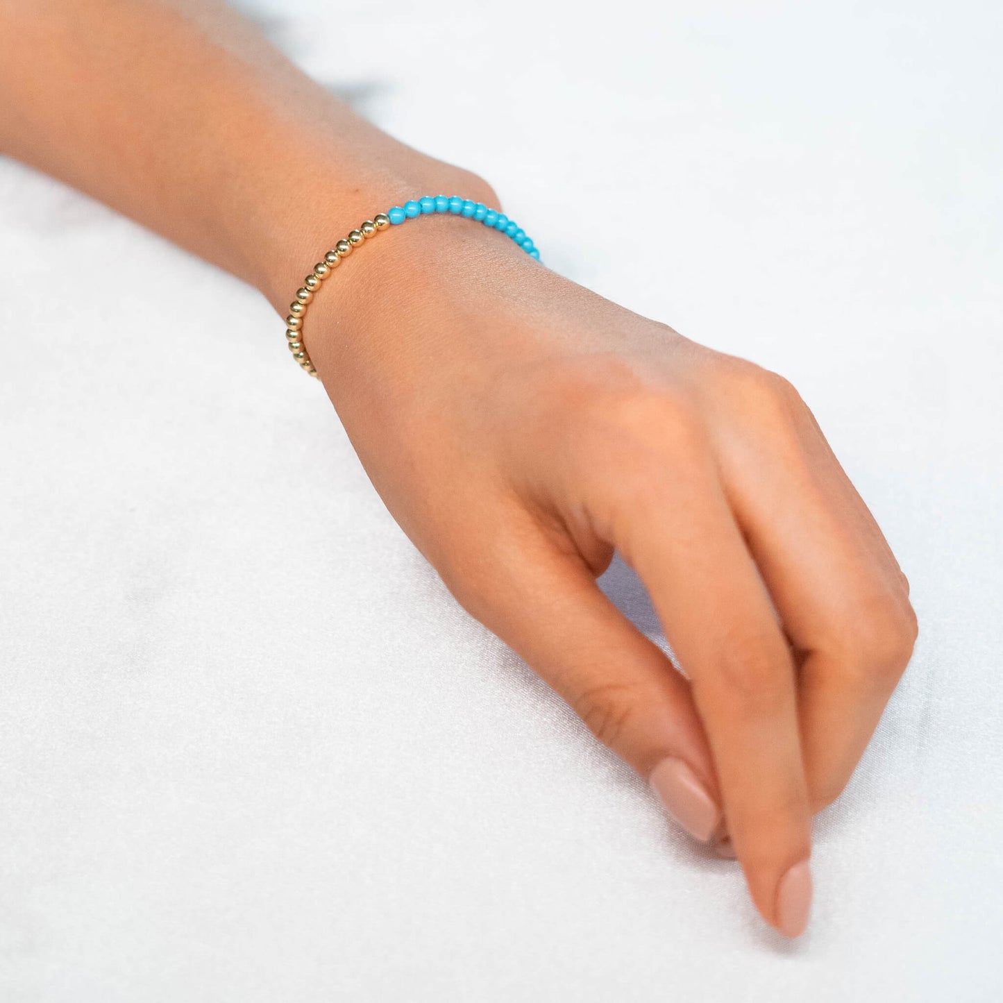 Half Blue/Green Pearl/ Half 14K Gold Filled Bracelet