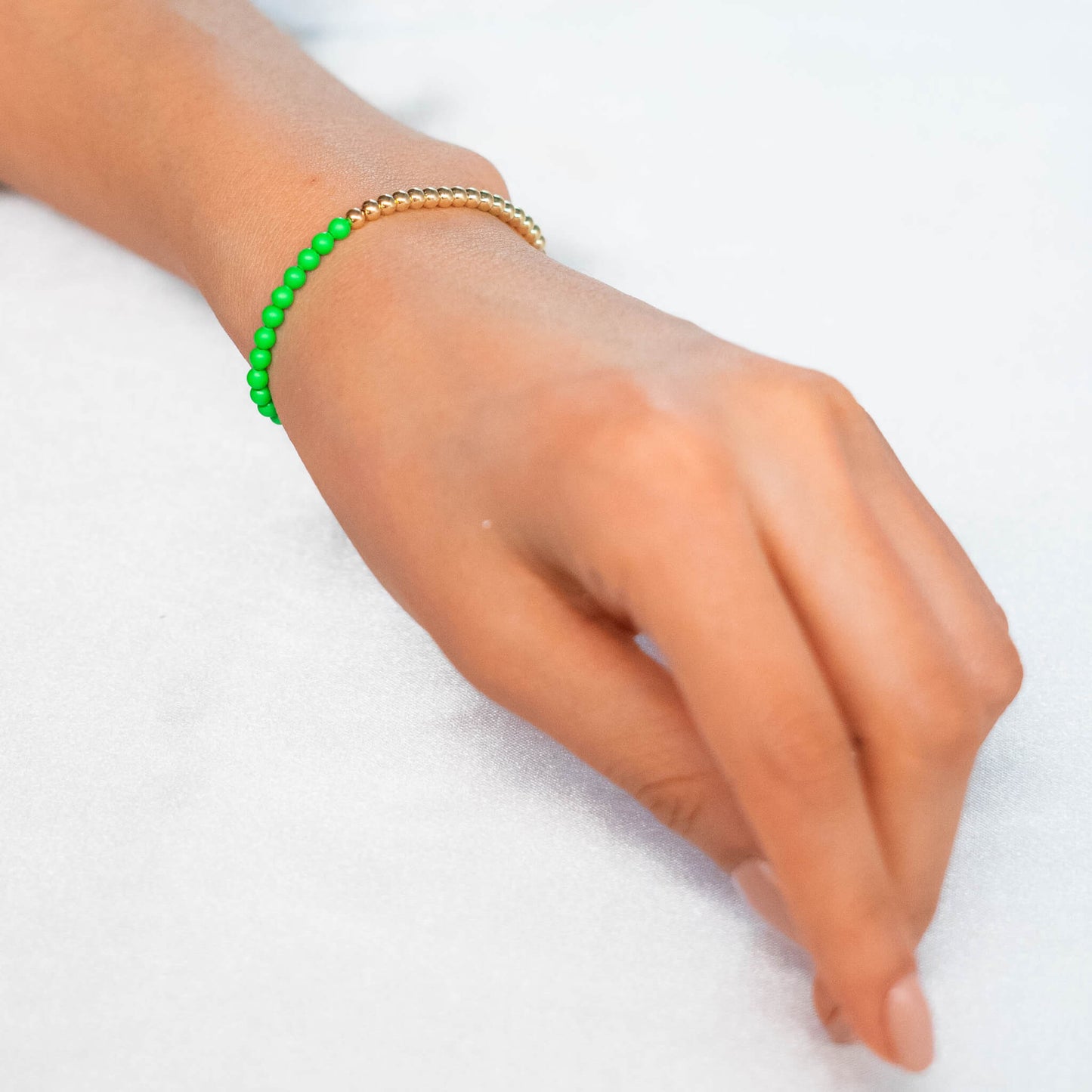 Half Neon Pearl / Half 14K Gold Filled Bracelet