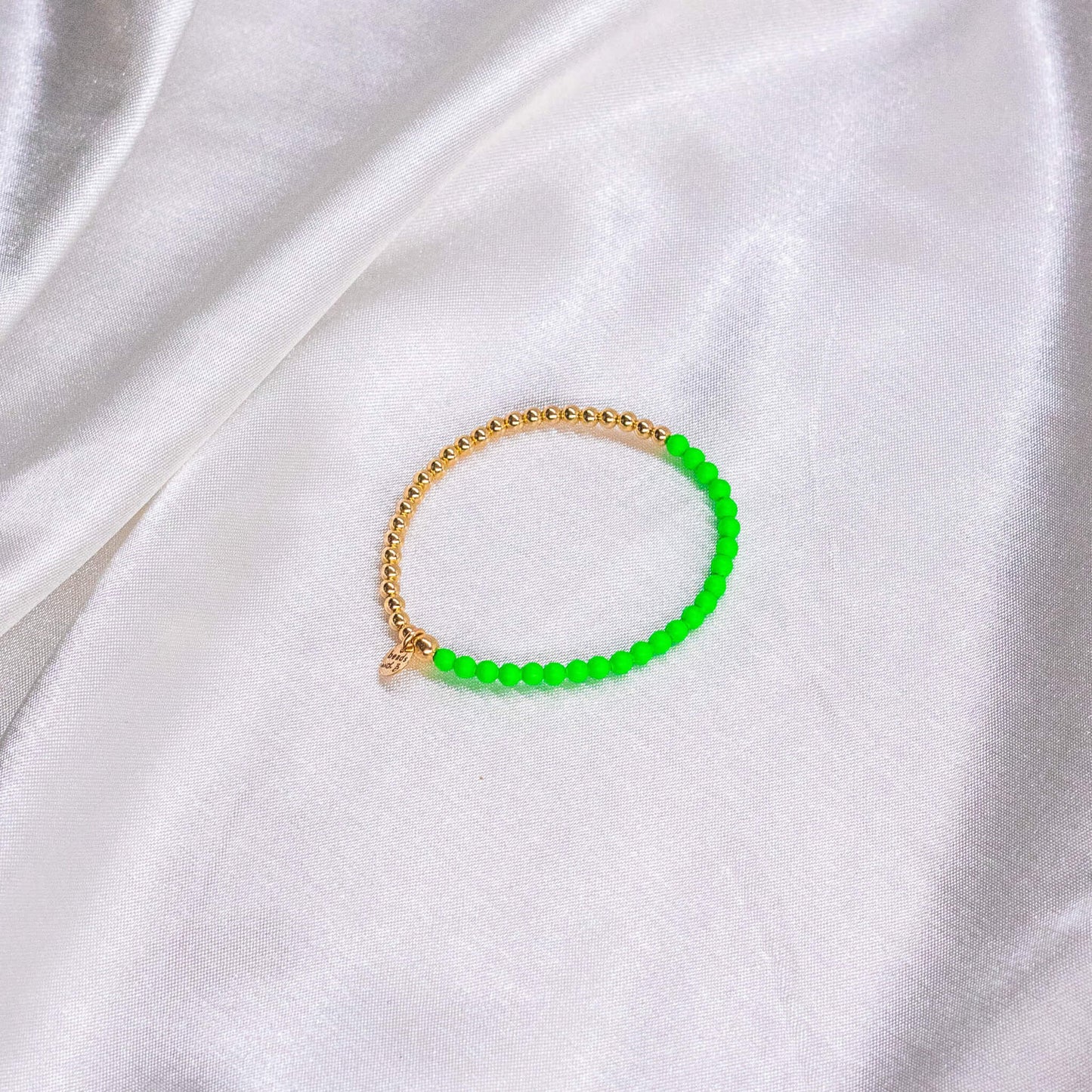 Half Neon Pearl / Half 14K Gold Filled Bracelet