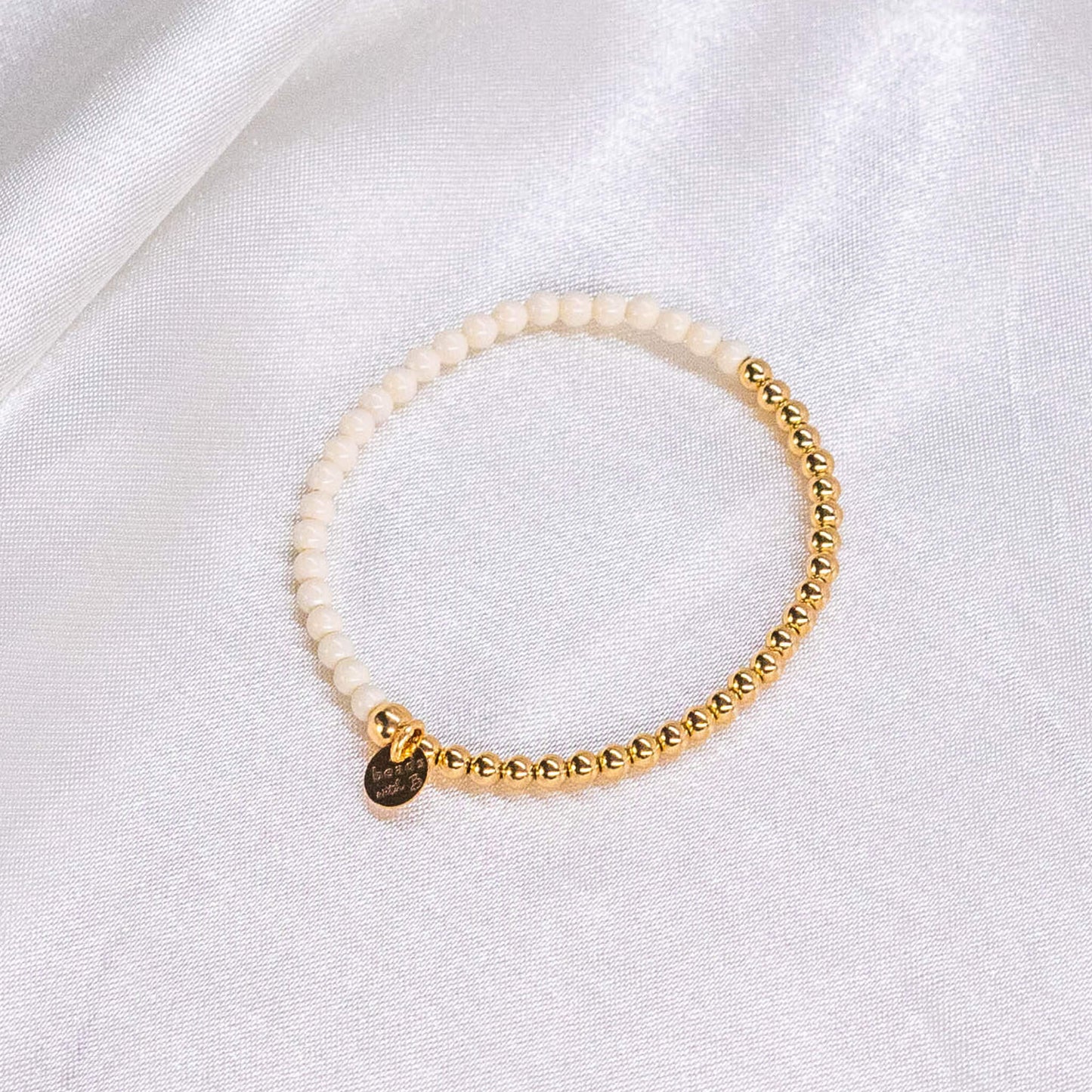Half Neutral Pearl/ Half 14K Gold Filled Bracelet