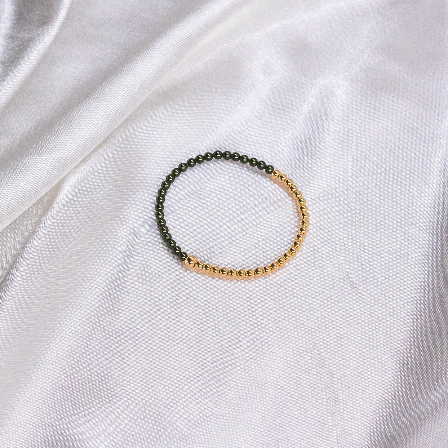 Half Blue/Green Pearl/ Half 14K Gold Filled Bracelet