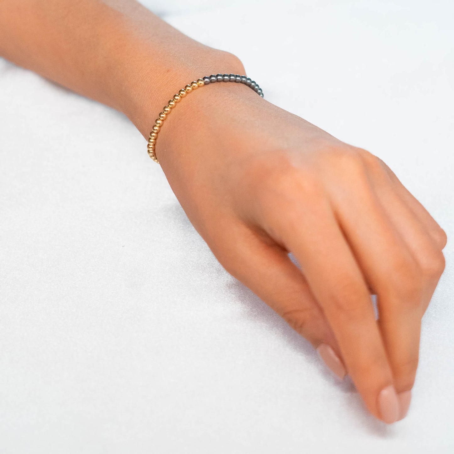 Half Neutral Pearl/ Half 14K Gold Filled Bracelet
