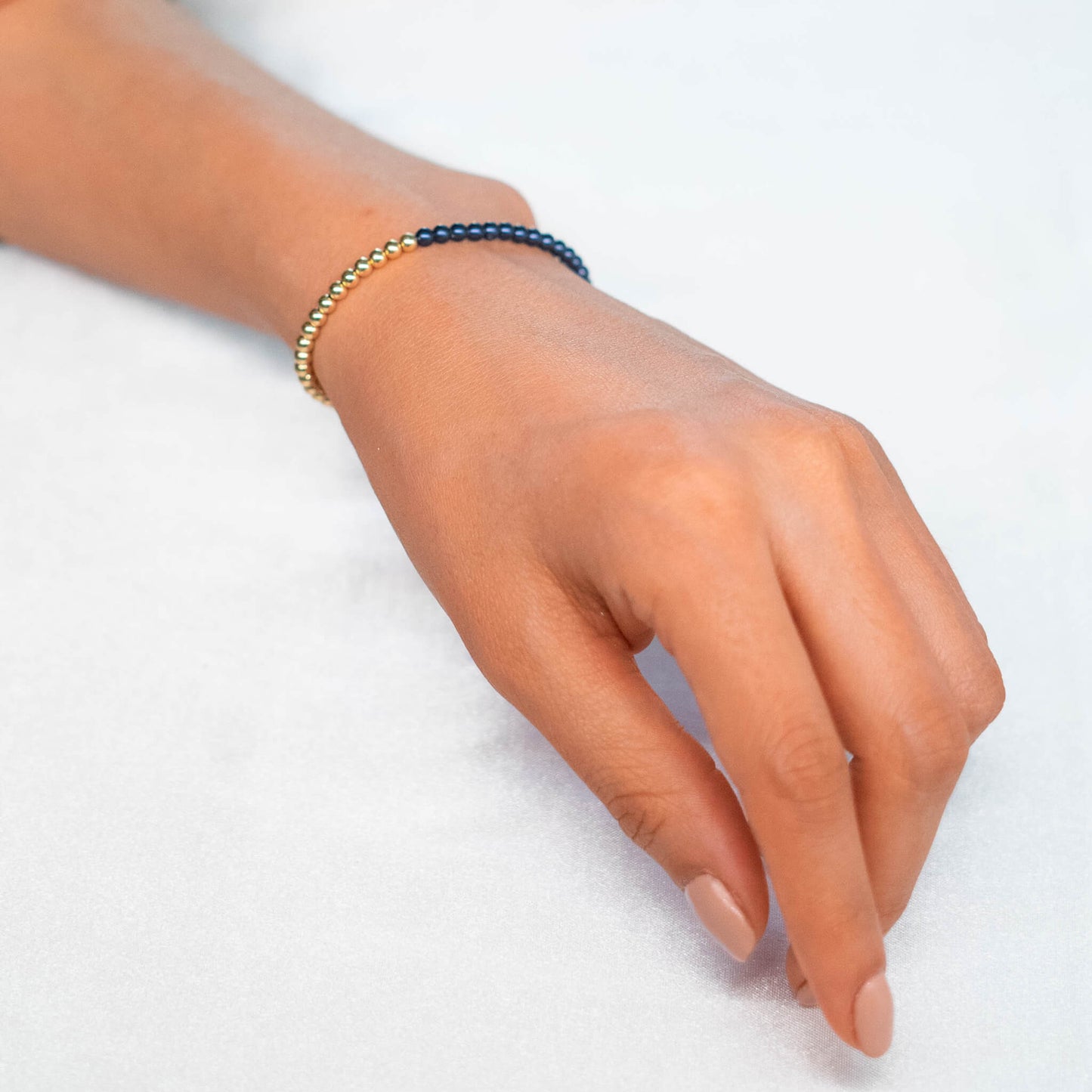 Half Neutral Pearl/ Half 14K Gold Filled Bracelet