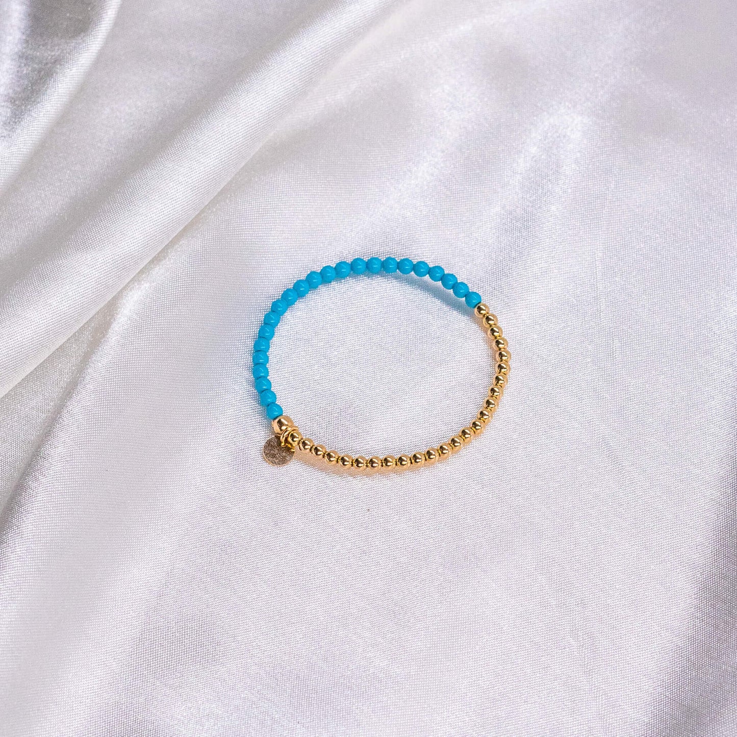 Half Blue/Green Pearl/ Half 14K Gold Filled Bracelet