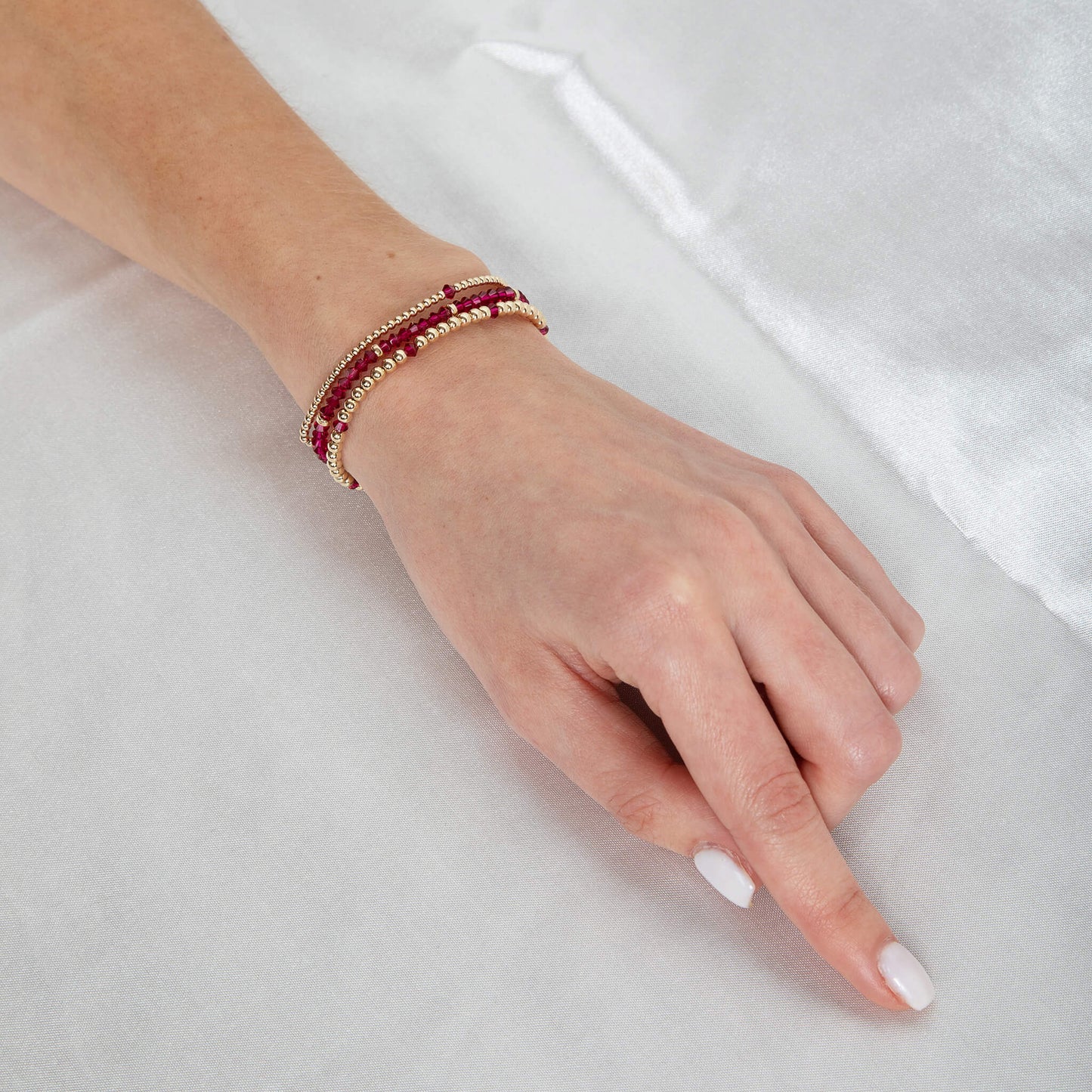 July Ruby Alternating Crystal Bracelet