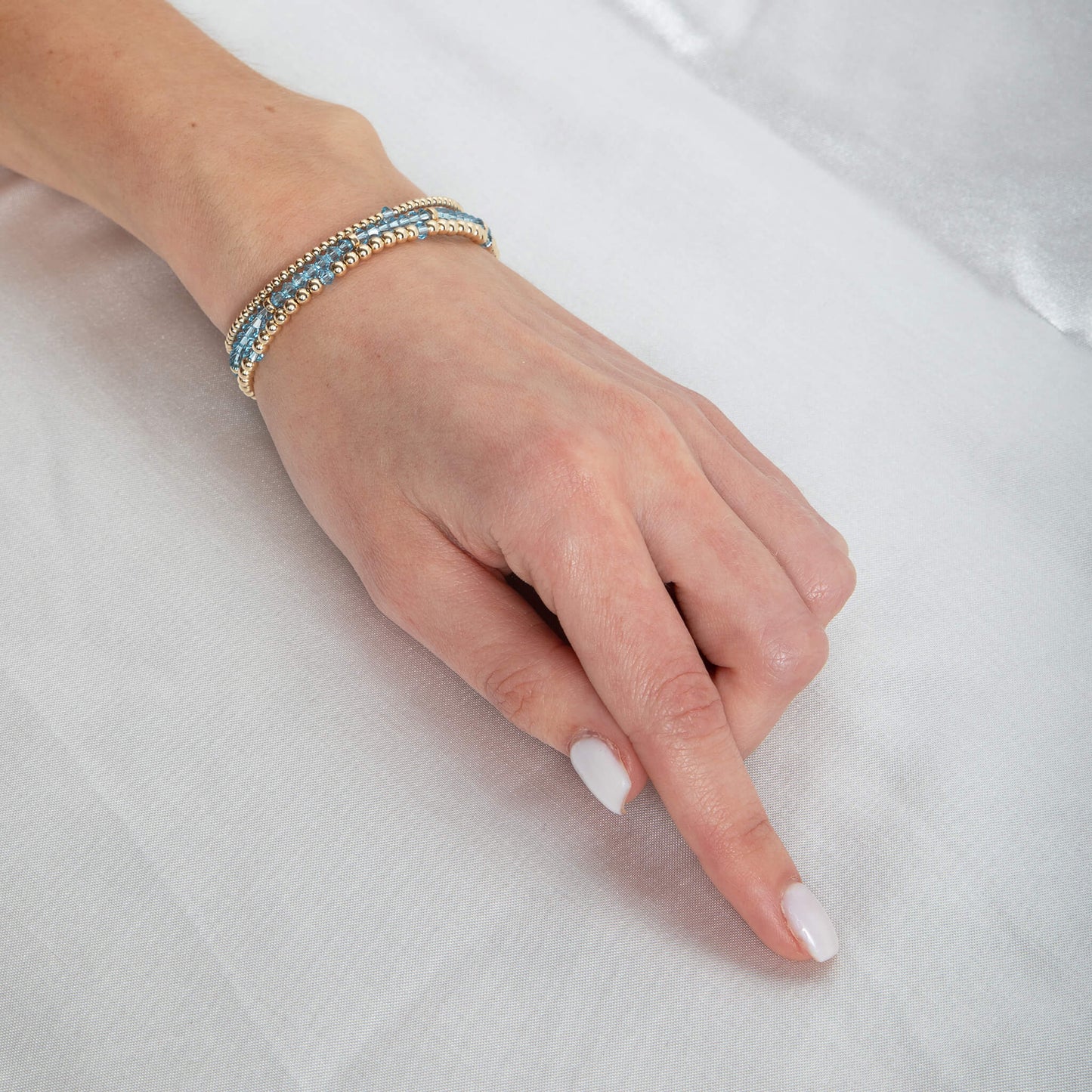 March Aquamarine Crystal Center Bracelet