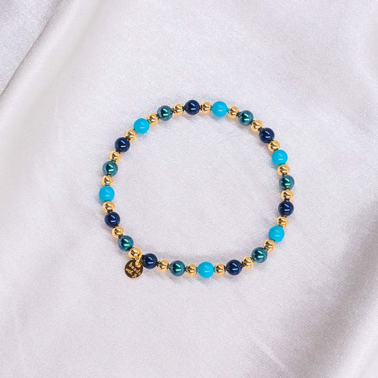 Mens Multi Color Blues Beaded Bracelet