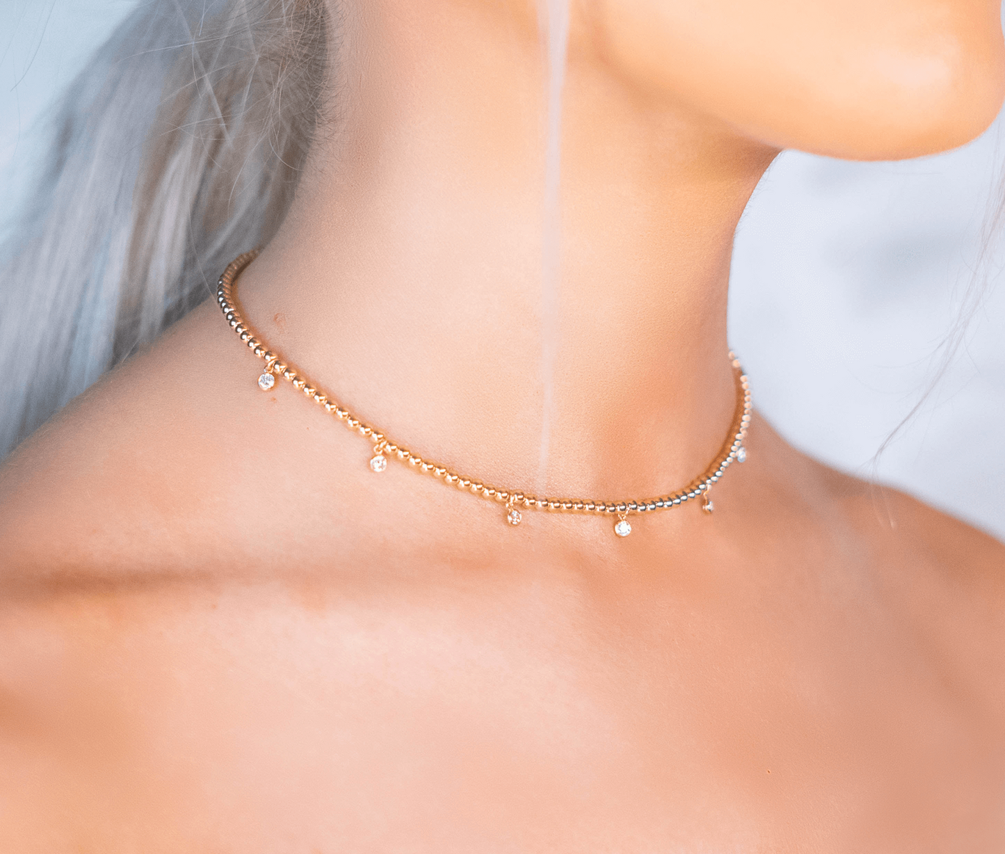 3mm 14K Gold Filled cz Dangle Necklace