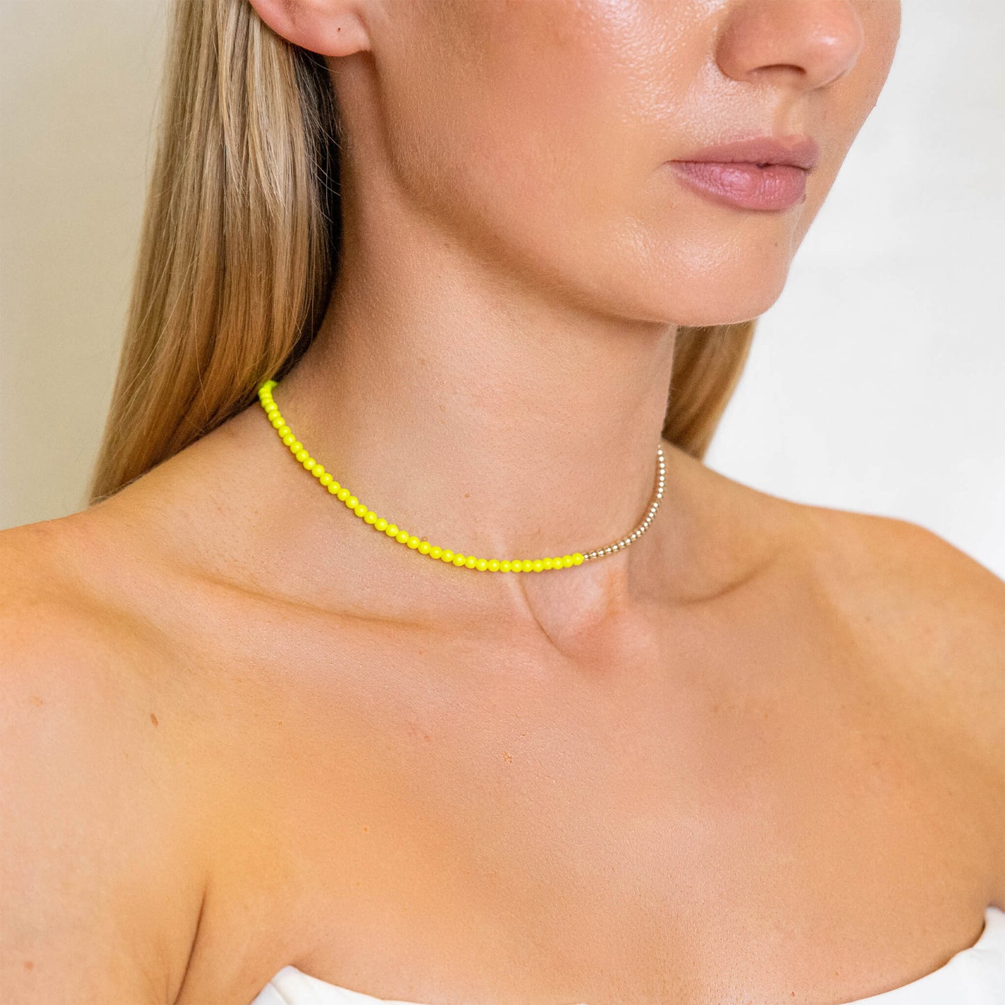 Half Neon Pearl / Half 14K Gold Filled Necklace