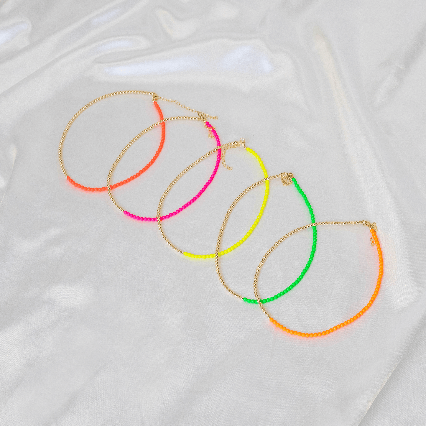 Half Neon Pearl / Half 14K Gold Filled Necklace