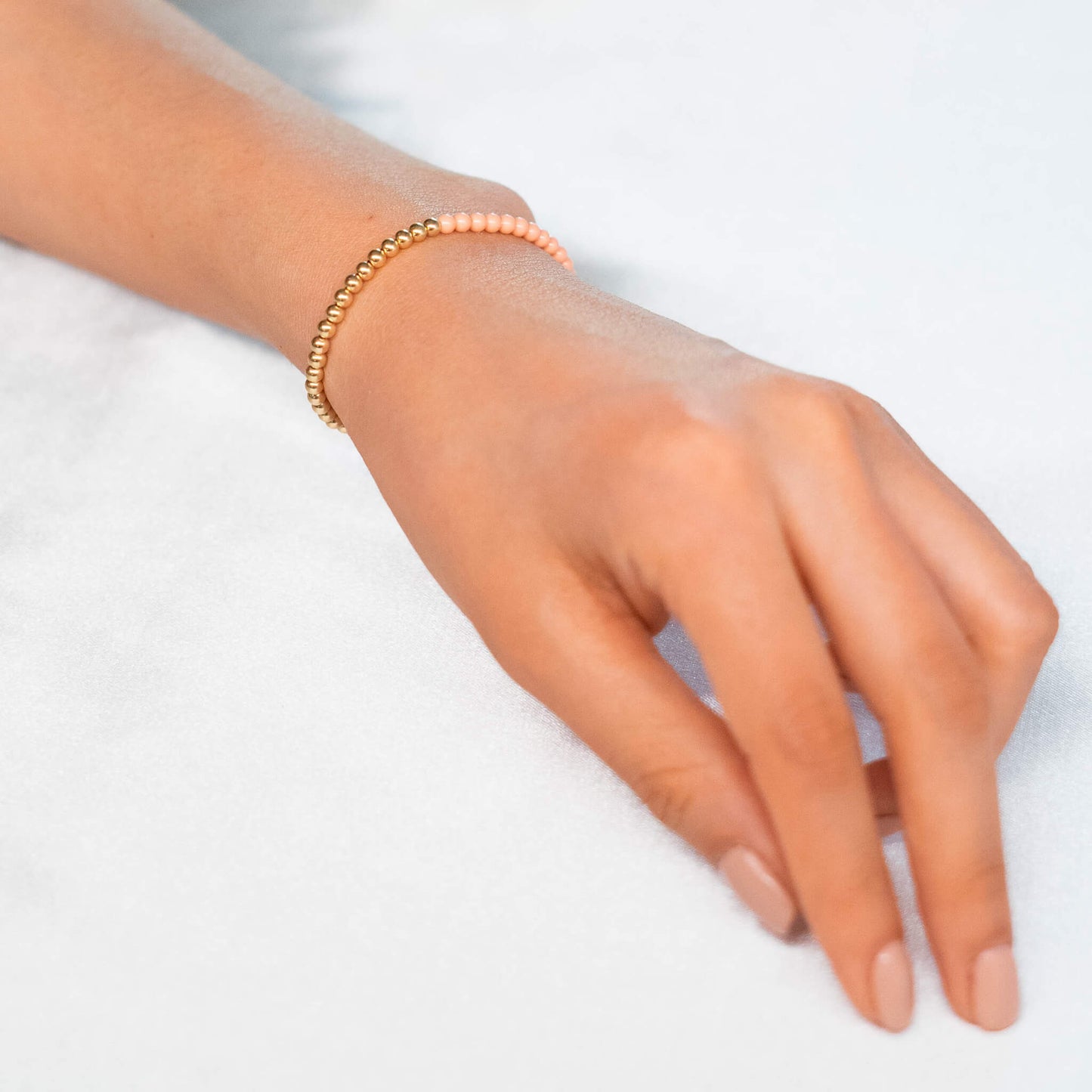 Half Pink/Red Pearl/ Half 14K Gold Filled Bracelet