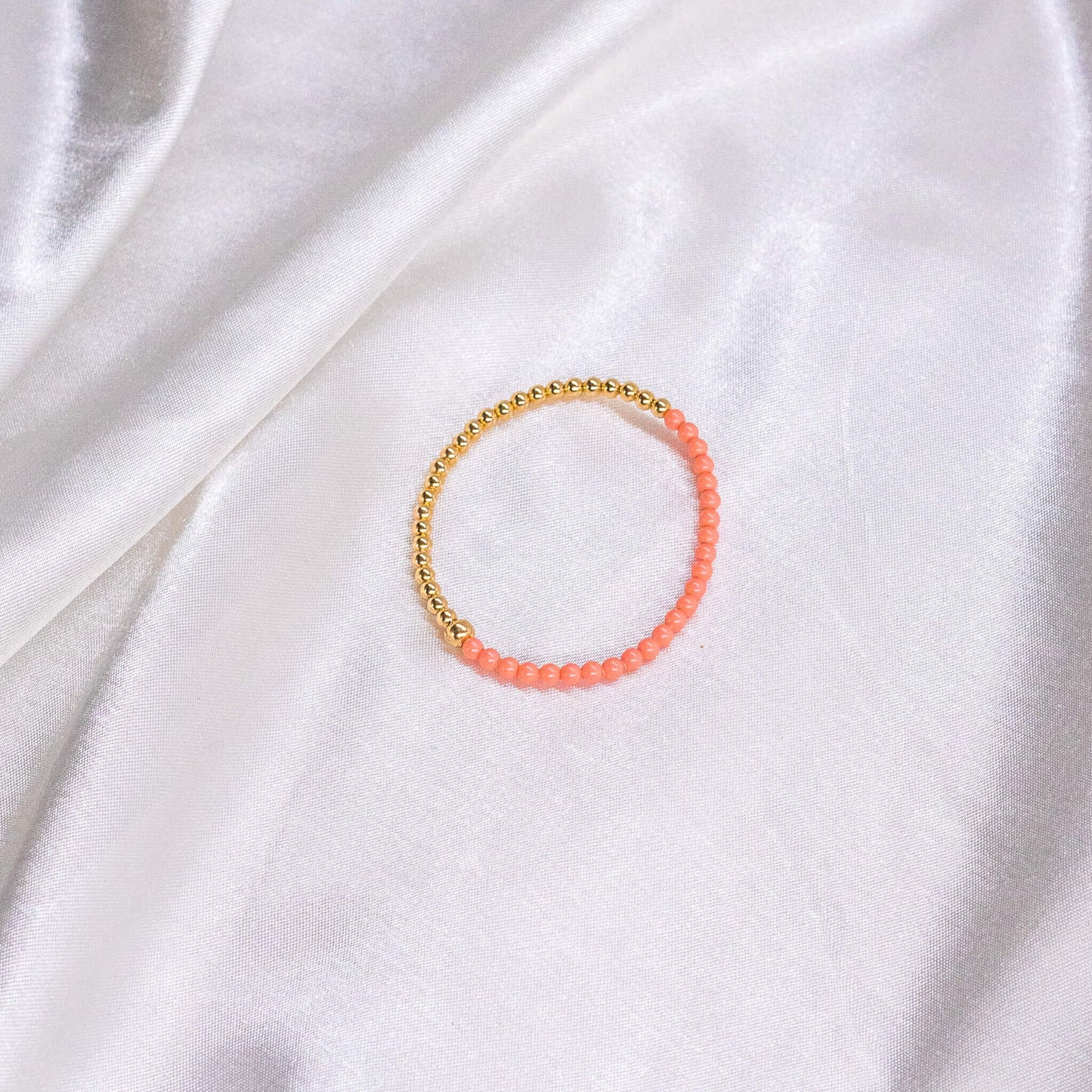Half Pink/Red Pearl/ Half 14K Gold Filled Bracelet