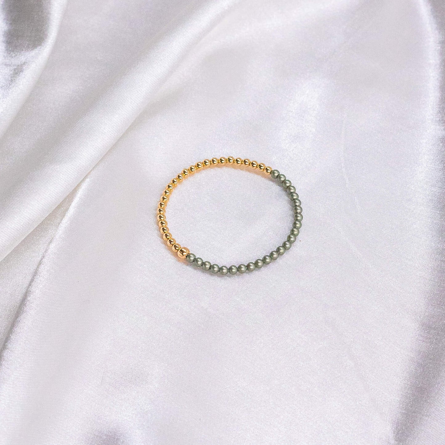 Half Blue/Green Pearl/ Half 14K Gold Filled Bracelet