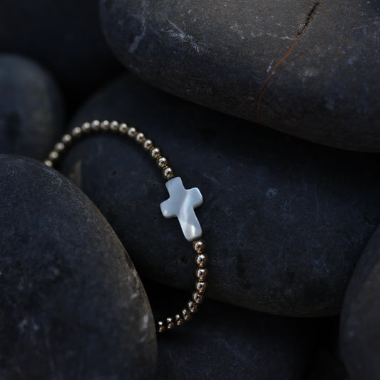 Pearl Cross Charm