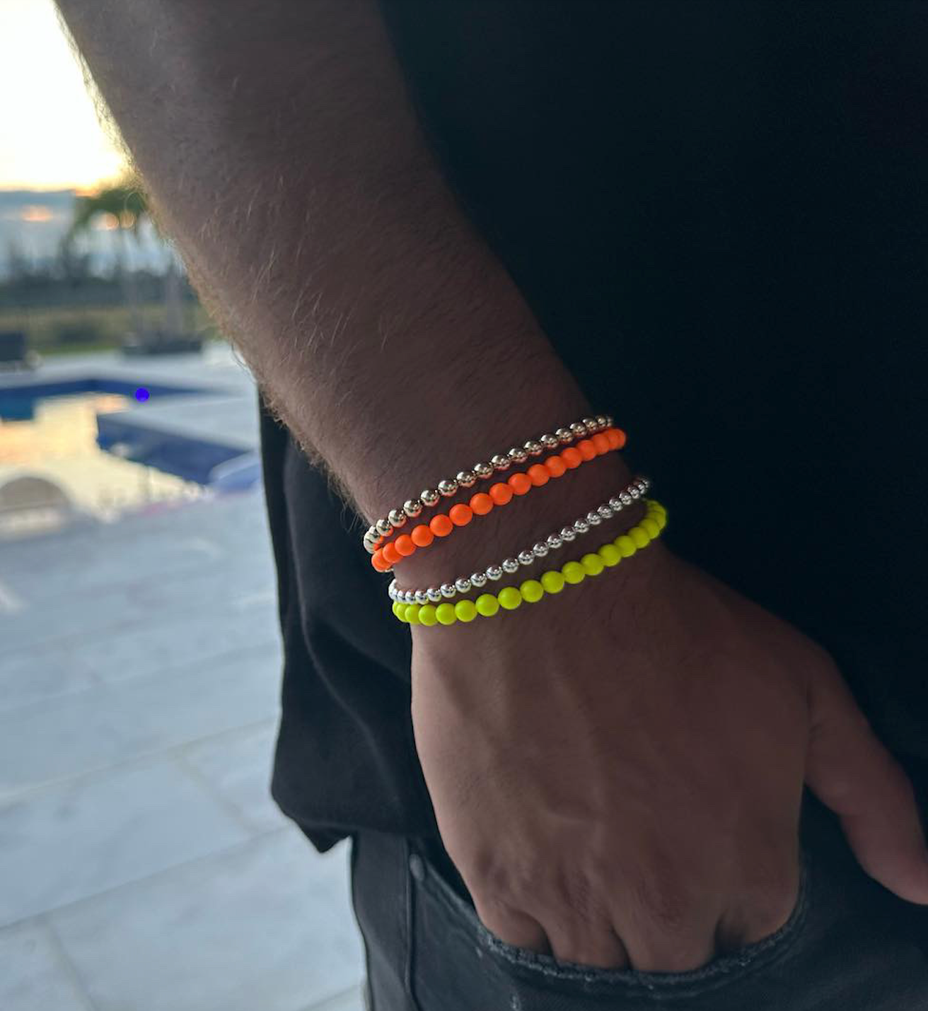 Mens Full Neon Beaded Bracelet