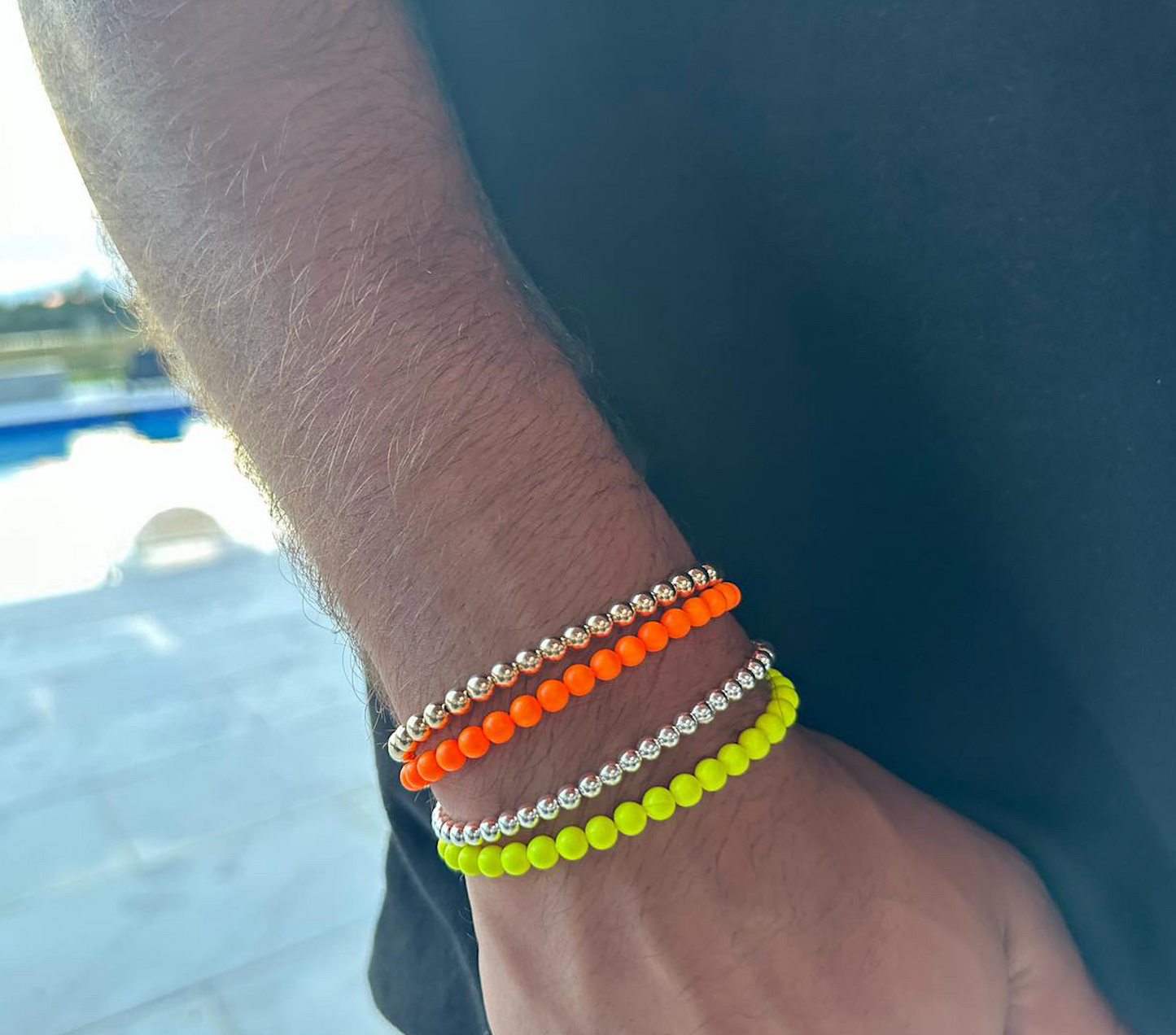 Mens Full Neon Beaded Bracelet