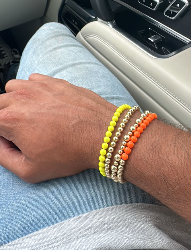 Mens Half Neon Beaded Bracelet