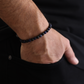 Mens Matte Black with Midnight Blue Beaded Bracelet