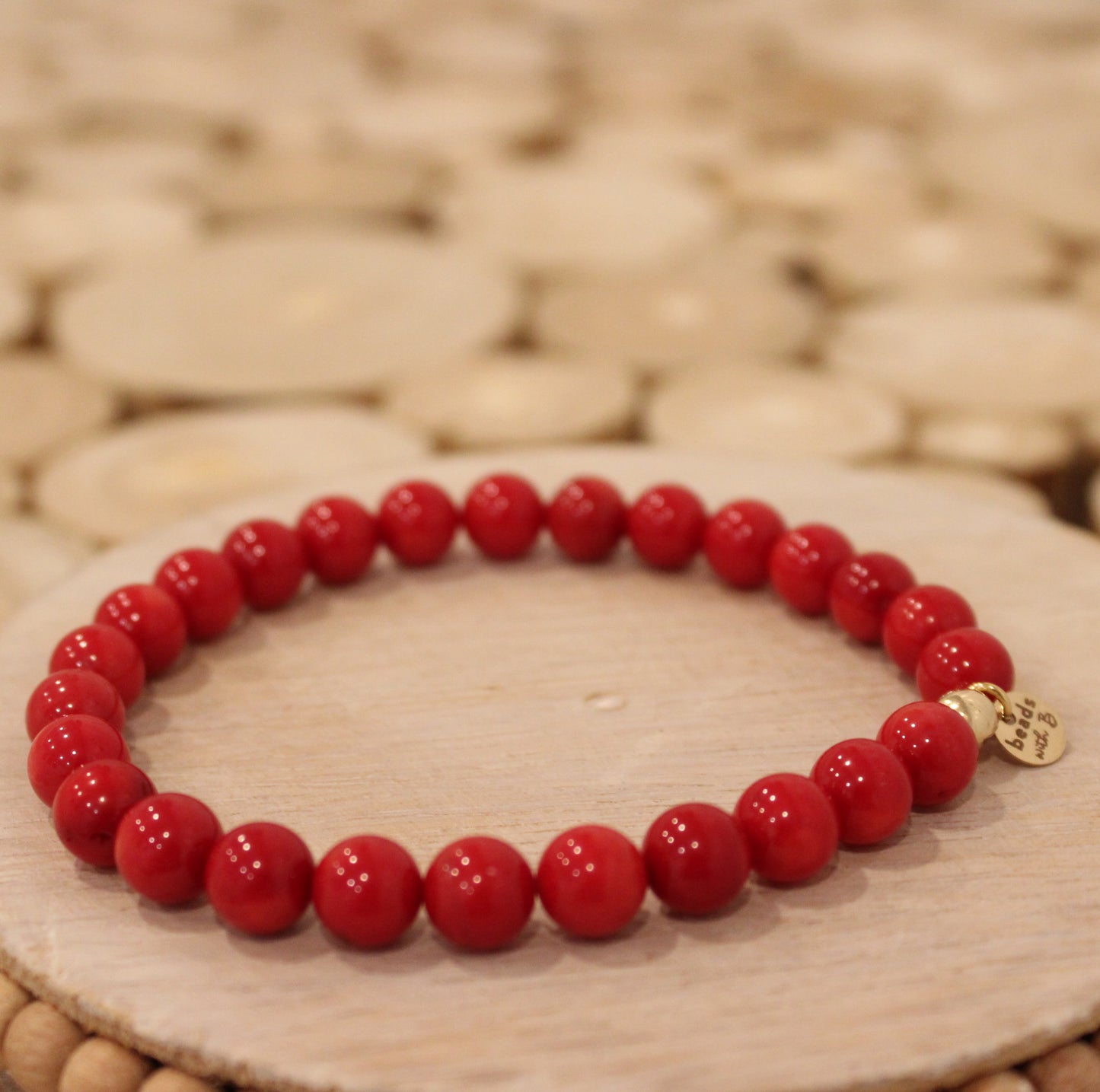 Mens Red Beaded Bracelet