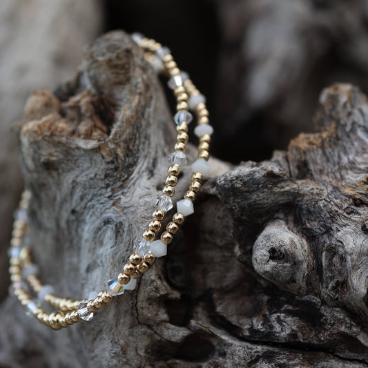 Neutral Scattered Crystal Bracelets