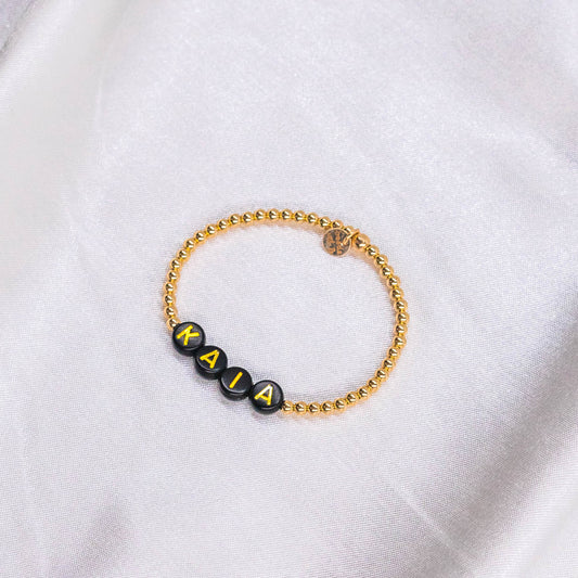 14K Gold Filled Bracelet w/ Black Round Letters