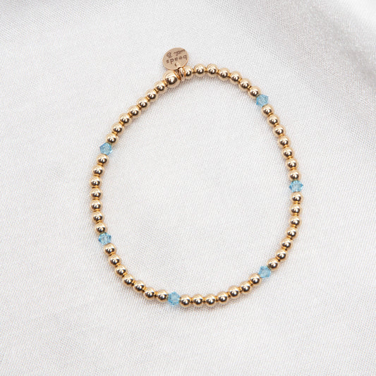 March Aquamarine Alternating Crystal Bracelet