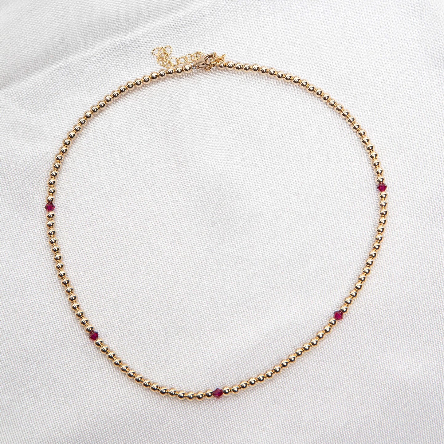 Birthstone Alternating Crystal 2mm 14K Gold Filled Necklace