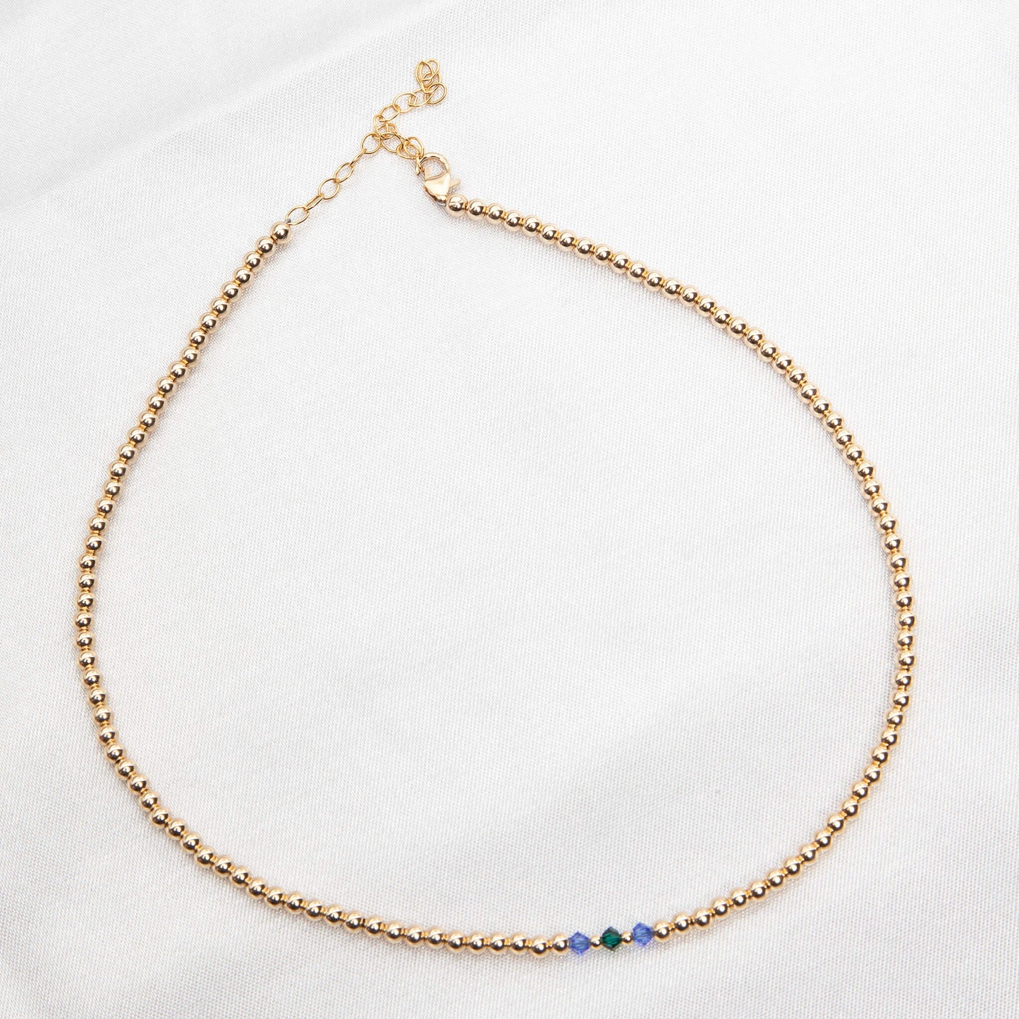 Birthstone Crystal Center 14K Gold Filled 2mm Necklace