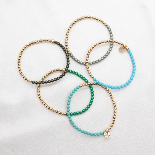 Half Blue/Green Pearl/ Half 14K Gold Filled Bracelet