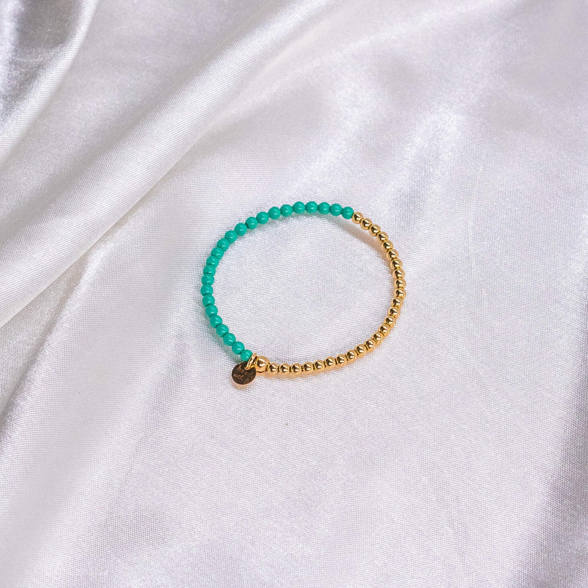 Simple Red String Bracelet with 14K Gold Bead 14K Rose Gold / Green