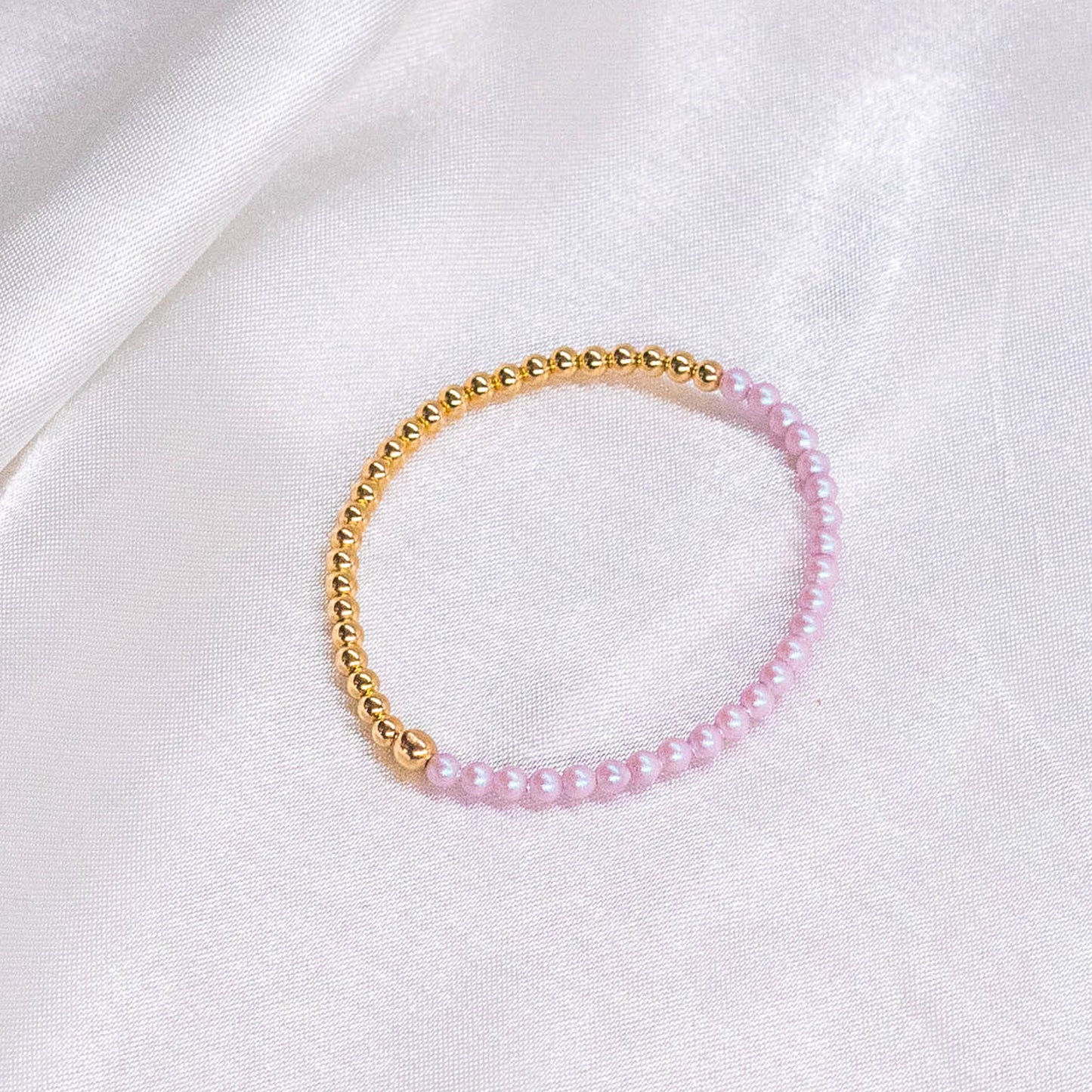 Half Pink/Red Pearl/ Half 14K Gold Filled Anklet