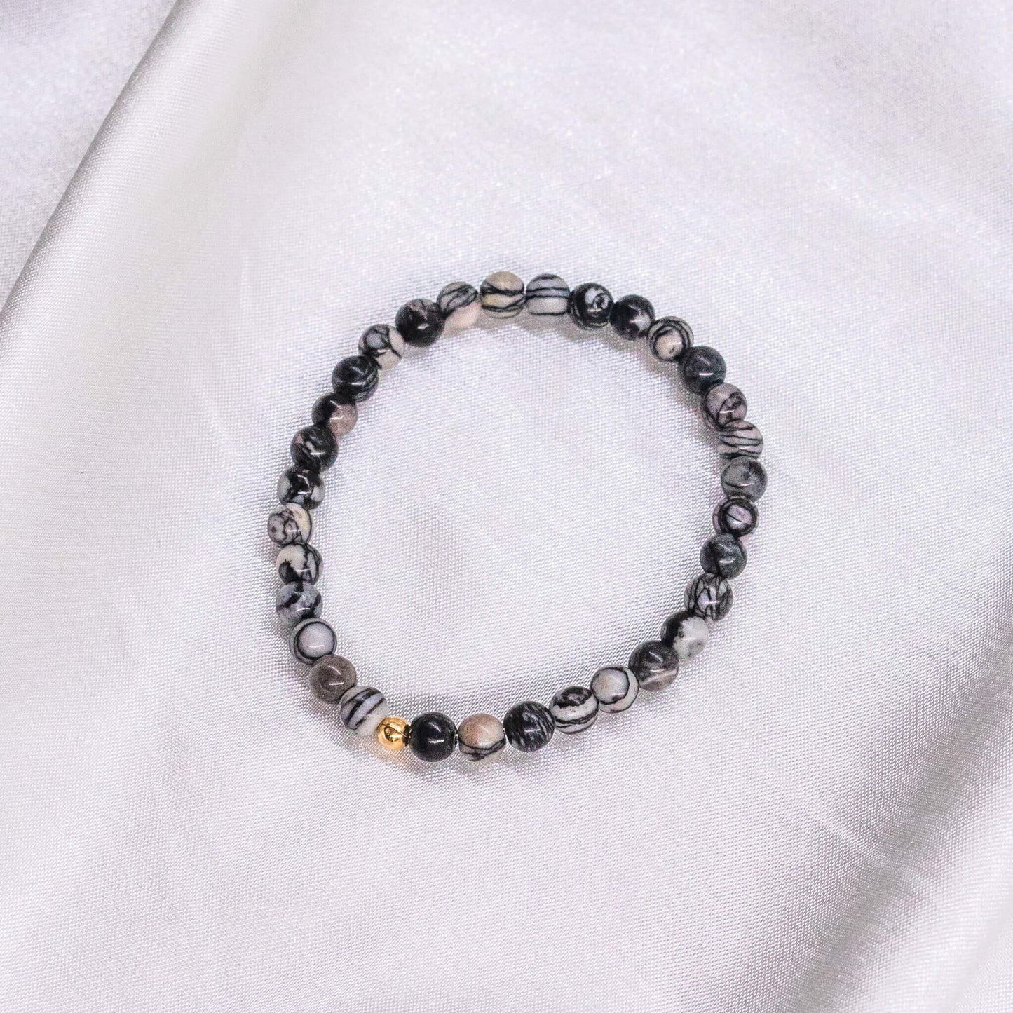 Mens Marble Gray Beaded Bracelet