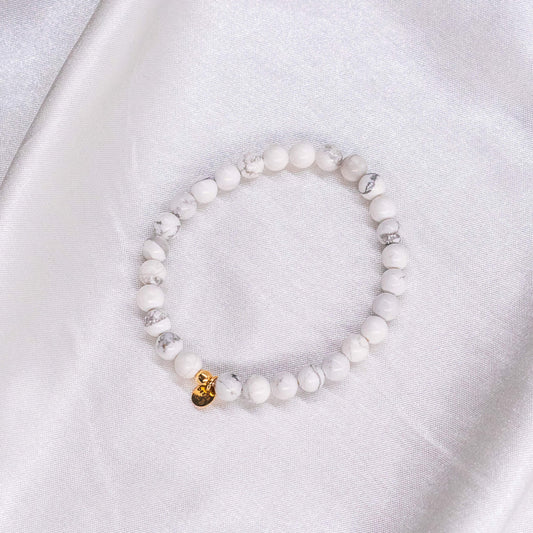 Mens Marble White Beaded Bracelet