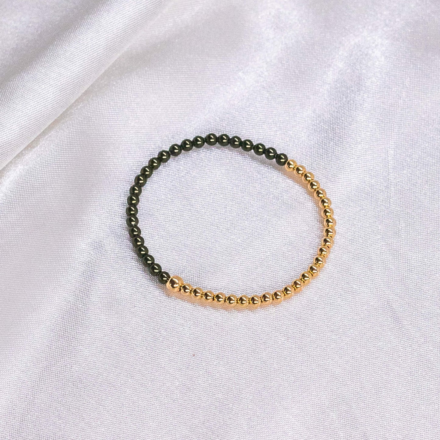 Half Green/Blue Pearl / Half 14K Gold Filled Anklet