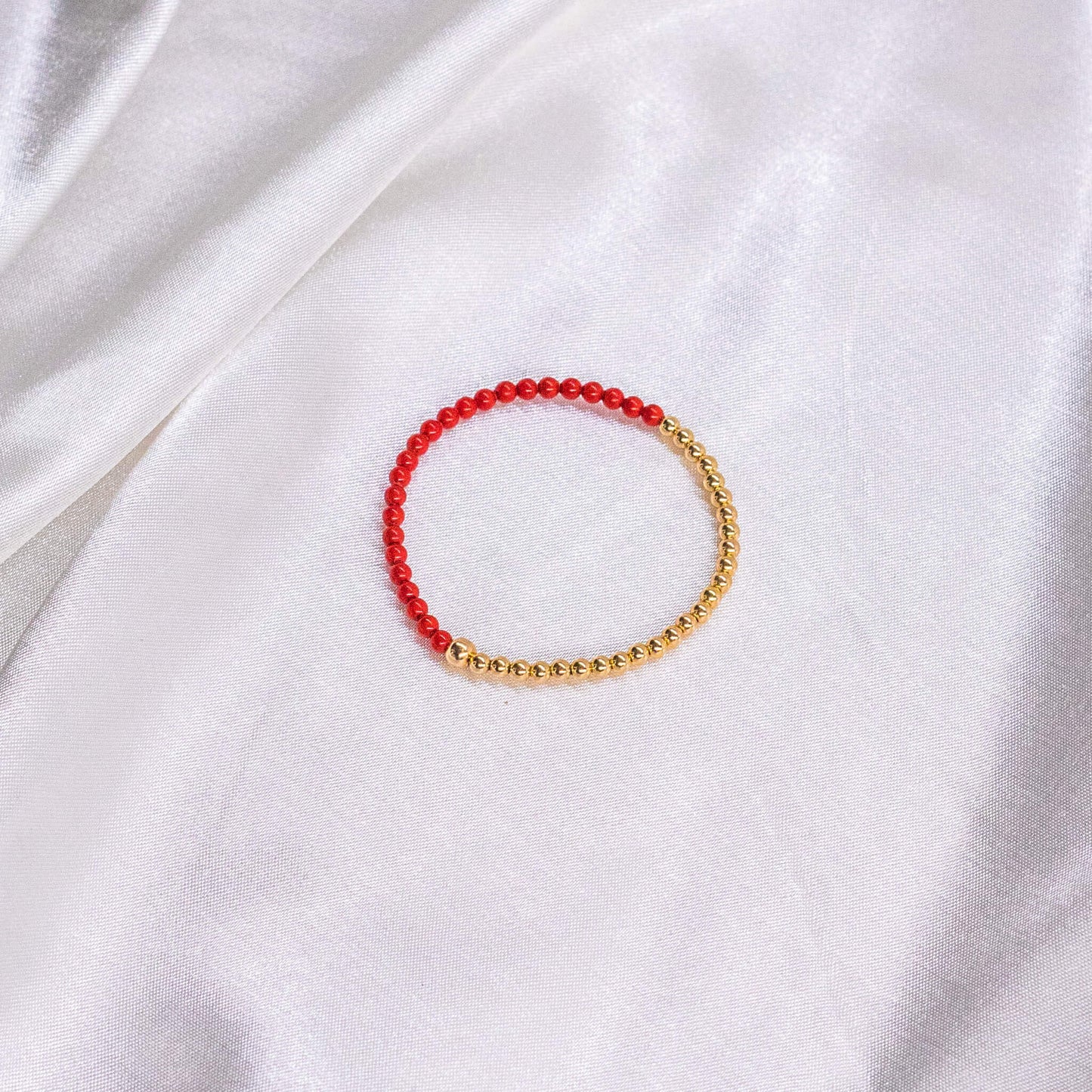 Half Pink/Red Pearl/ Half 14K Gold Filled Bracelet